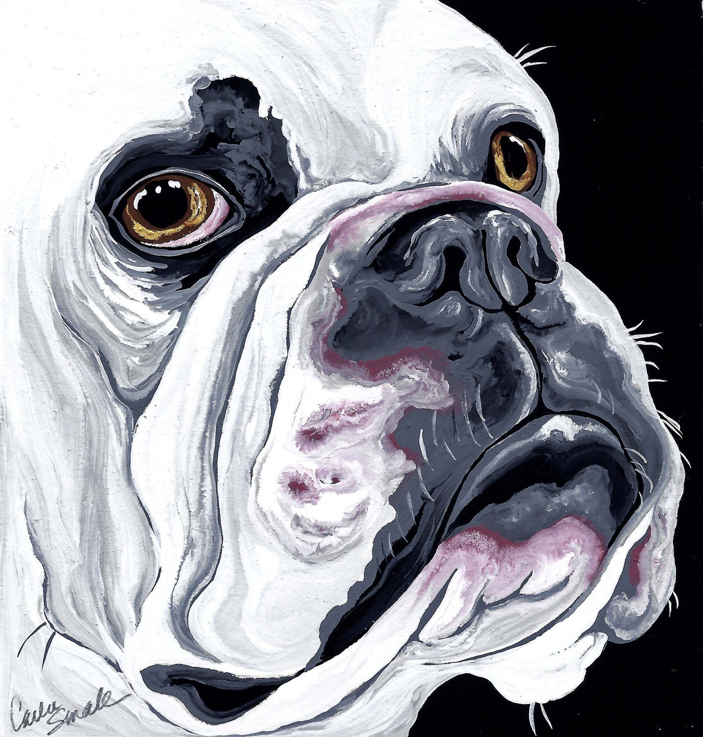 English Bulldog Pet Dog Original Art-Carla Smale