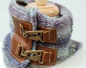 Battle Cowl - Soft blues, greens, purples, leather, buckles