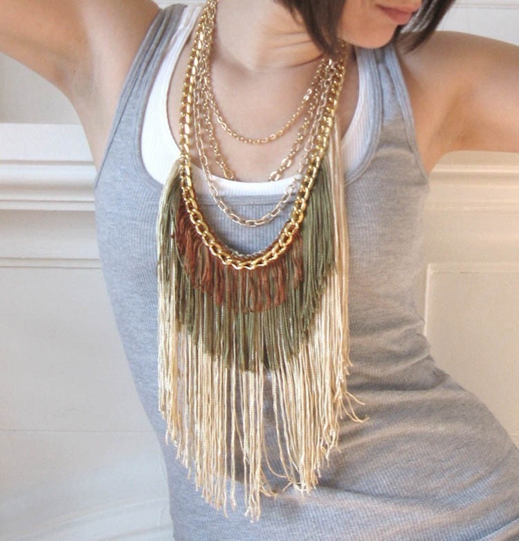 Maximum Fringe Necklace - Champagne, Olive, Rust