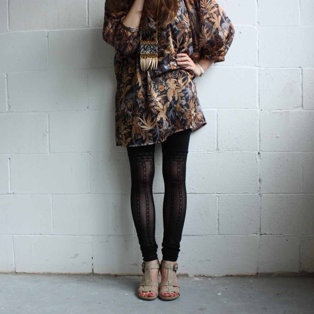 Lace Leggings - Subtle Faux Thigh High - S, M, L