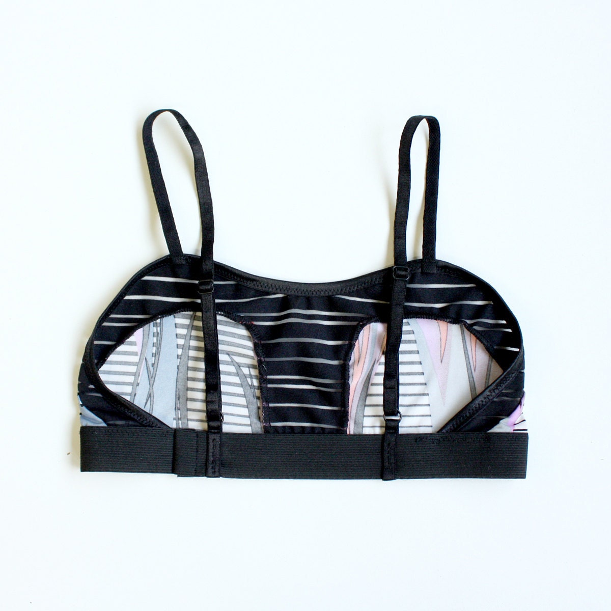 Wide Band "Curve" Bra - Sheer Striped Jersey and Swirl Jersey