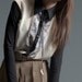 Breeze Blouse - Digitally Printed Silk, Cream Chiffon and Black Sateen - LAST ONE - Size L