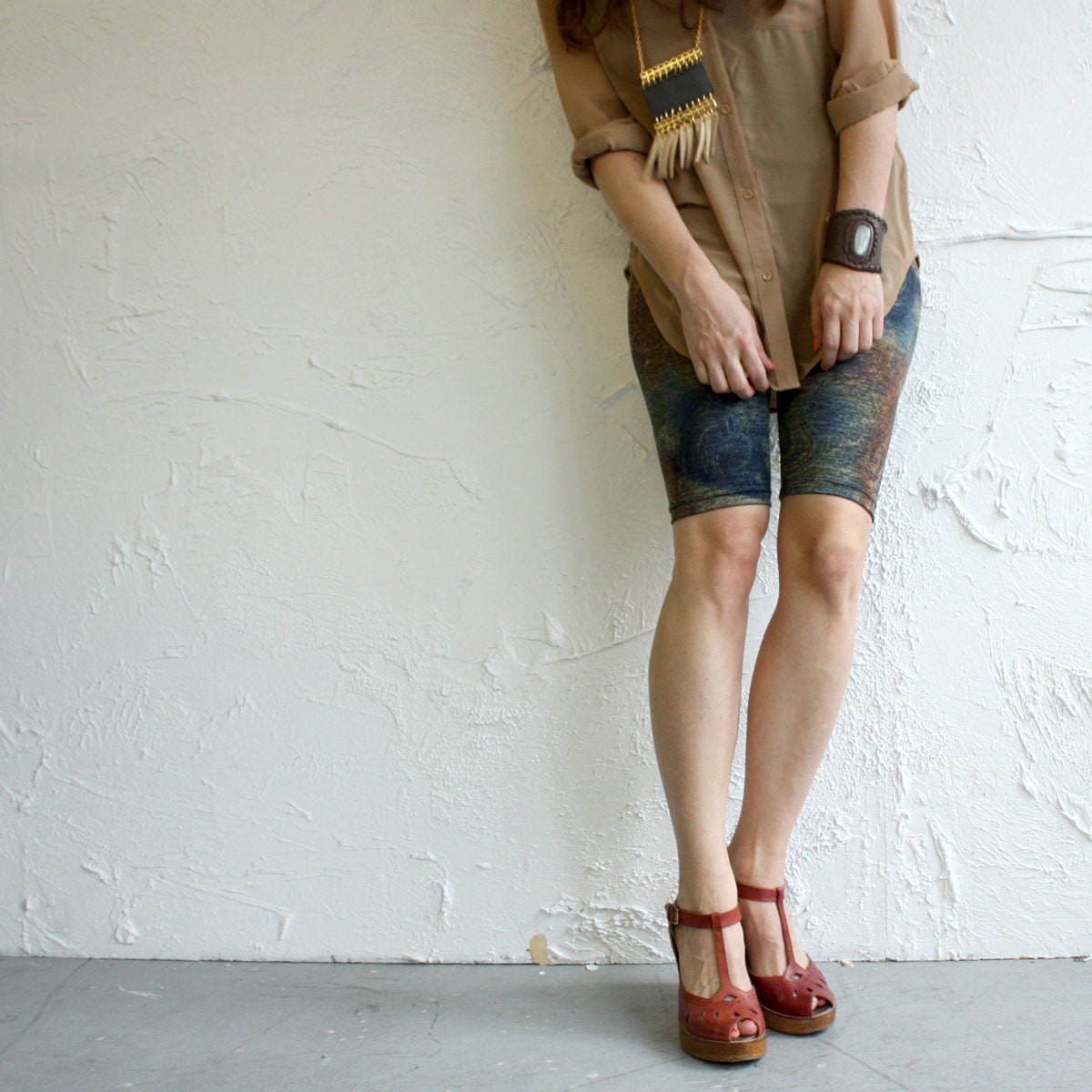 Bike Shorts - Mottled Tie Dye on Melange jersey - XS, S, M or L