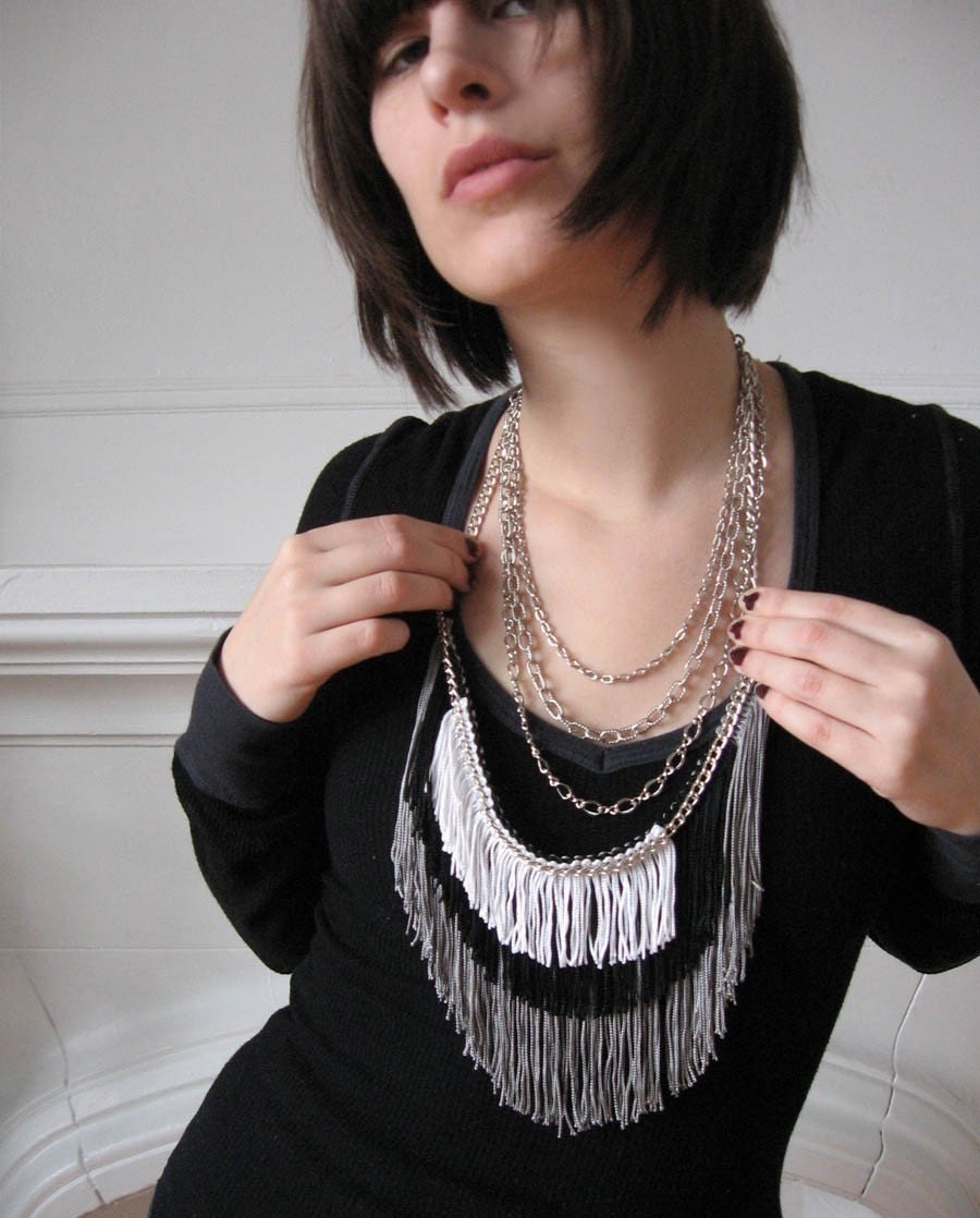 Maximum Fringe Necklace - Grey, Black, White