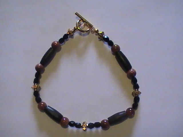 Goldstone Bone Brass Bracelet Handmade Gifts Father Brother Men Unisex Anklet DragonflyRidge