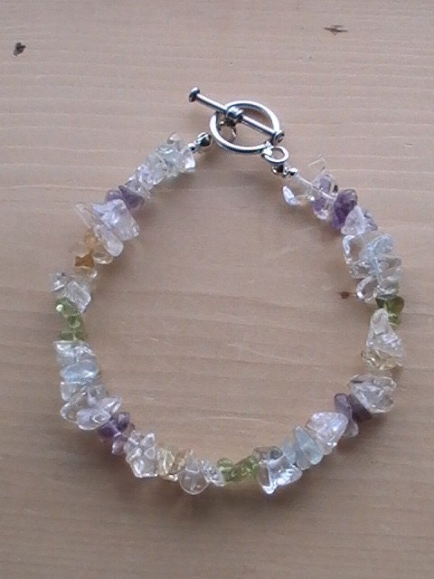 Gemstone Amethyst Citrine Peridot Topaz Sterling Bracelet Handmade Gift Her Woman Valentine Mother Birthday DragonflyRidge