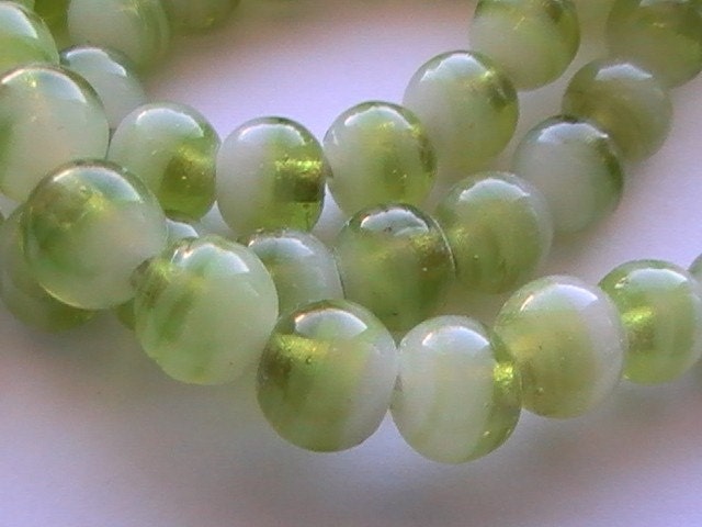 Gooseberry Creamsicle Glass Bead DIY Jewelry Supplies 25pc Green Necklace Bracelet Earrings Anklet Hobby Craft DragonflyRidge