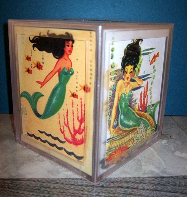 mermaid tissue box- retro vintage 1950's pin ups rockabilly