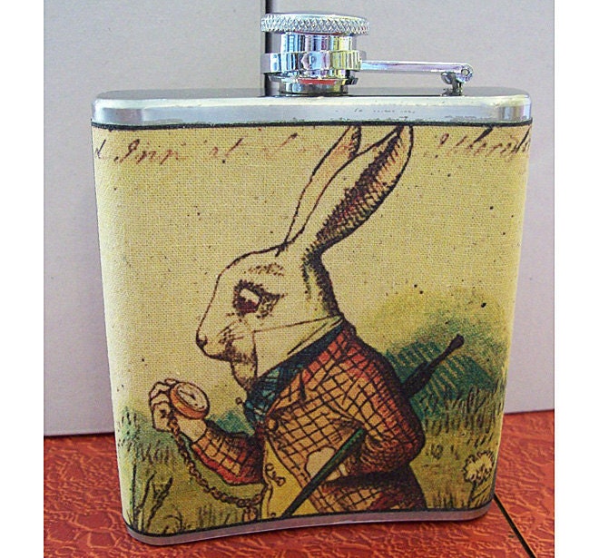 Alice in Wonderland flask white rabbit retro vintage fairy tale victorian fantasy