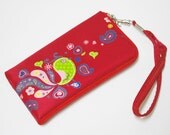 Red Retro wristlet