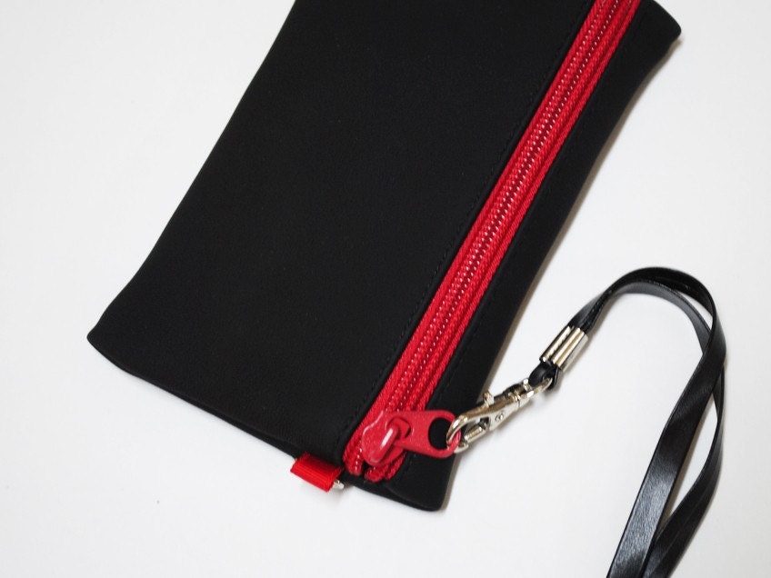 Red color zipper wristlet