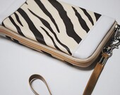 Designer Brown faux leather wristlet