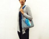 Mint and Blue pleats on Stripes and Dark Blue