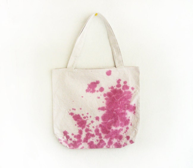 magenta splashes dyed texture canvas tote