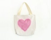 magenta heart dyed texture canvas tote