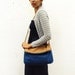 Mint and Blue pleats on Dark Blue fold over Bag