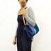 Mint and Blue pleats on Dark Blue fold over Bag