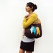 Mint, Yellow and Grey Pleats on Caramel and Brown Round Bag