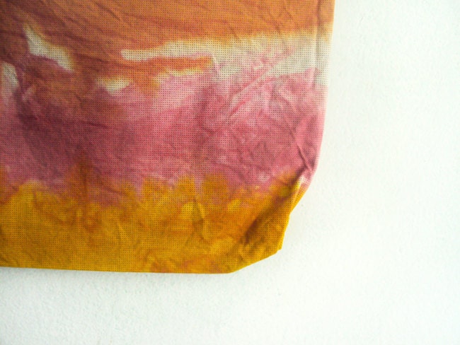 yellow, orange and on white texture dyed market tote