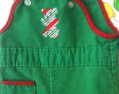 Green Corduroy Bear Overalls 12-18 Months