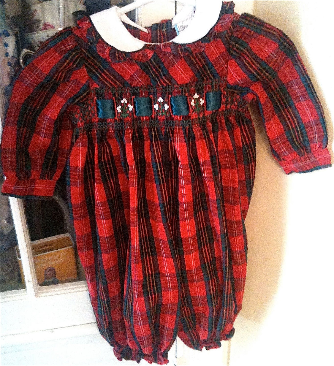 Red Plaid Romper 6-9 Months