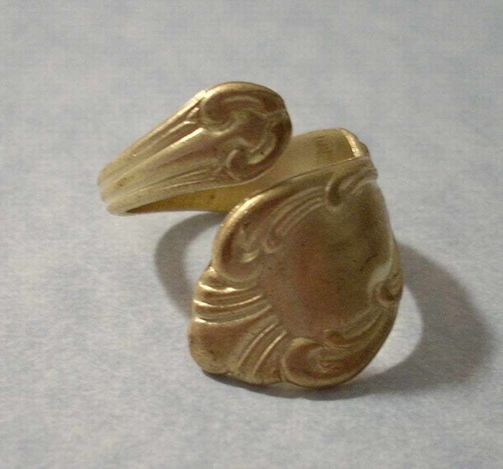 1 Vintage Style Adjustable Brass Spoon Ring