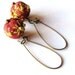 Repurposed Fabric Embroidered Embellished Earrings Beaded Jewelry "OLIVE BRANCH" coral yellow