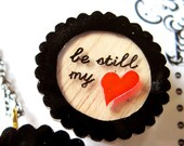 Be Still my Heart - Wooden pendant necklace