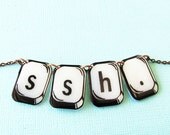 ssshhh -Hand drawn Computer Key GEEK Necklace