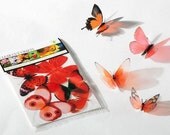 3D Butterflies - 6 Red for Weddings, Cake Toppers, Crafts, Wall Art, Nurseries and  Scrapbooking