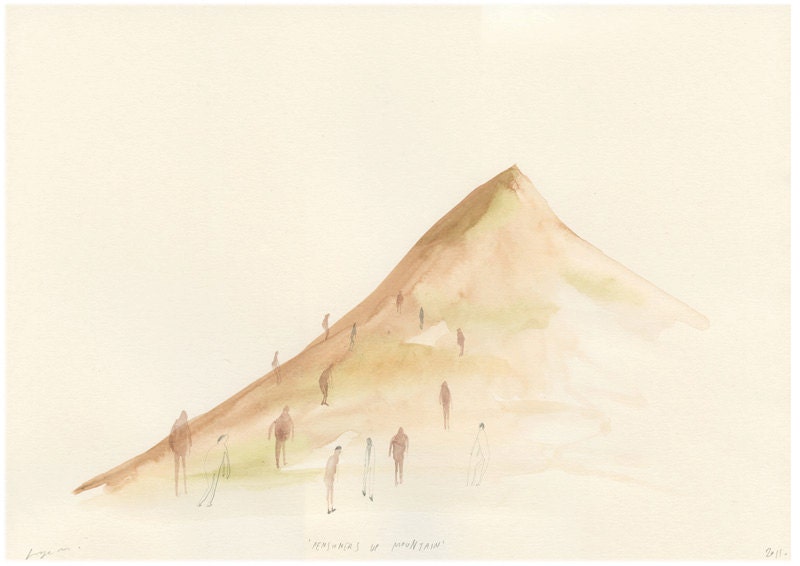 Pensioners Up Mountain - Original Illustration