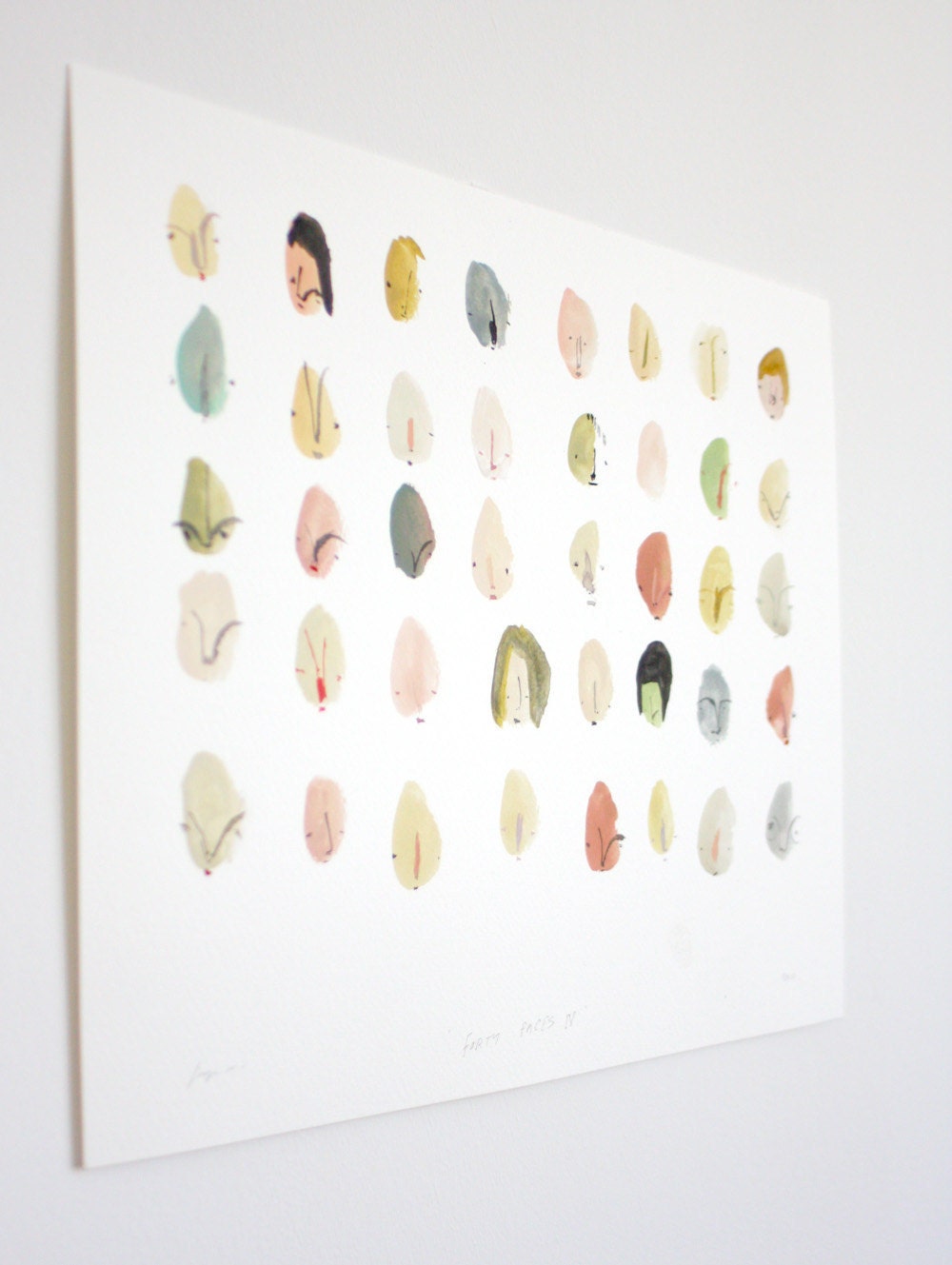 Forty Faces IV Original gouache and ink illustration