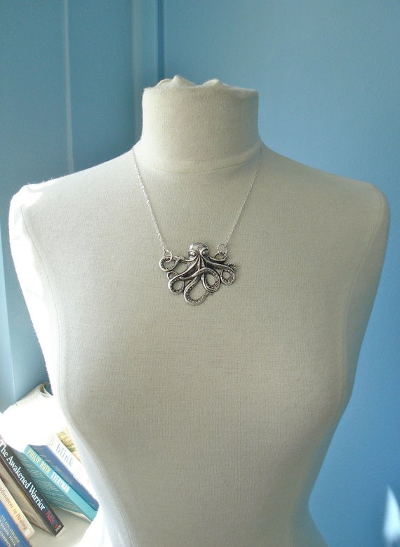 Silver Octopus Necklace sterling chain
