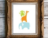 it's a zoo  - nursery art print