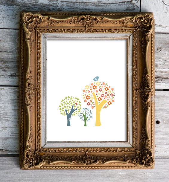 flowery tree tops  - nursery art print