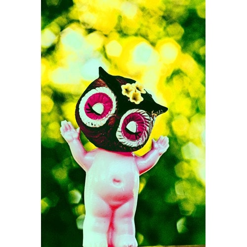 retro owl print aceo size HOO CARES