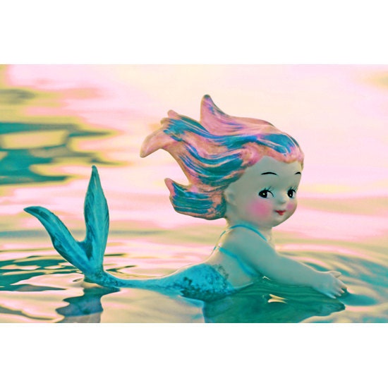 mermaid print 8 x 12 sea how cute I am