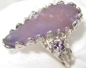Nevada  Ring  Purple shades Chalcedony - w44 - scarce stone- handmade in USA