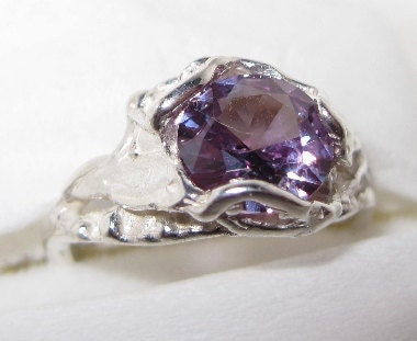 Larger 2ct -  8mm Alexandrite ring- Artist signed  nj2-1 Made in USA Treasurings
