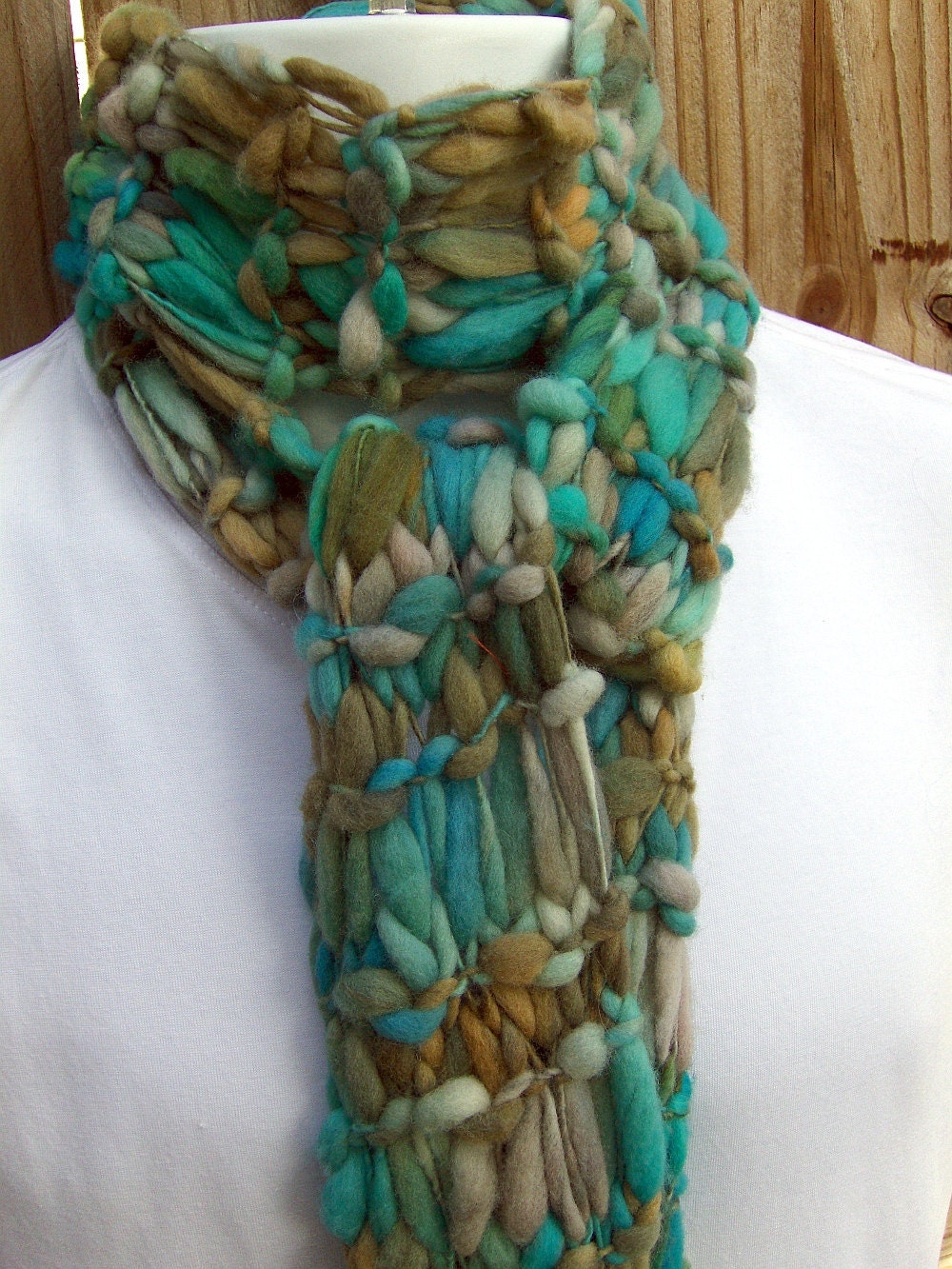 Scarf Hand Knit super soft merino wool Driftwood Ready to Ship