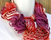 Endless Ruffle Infinity Scarf hand knit Candy Girl  fashion accessory scarf Ready to Ship