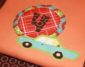 Fourth Birthday Boys Number Shirt with Retro Car - 4T long sleeved orange
