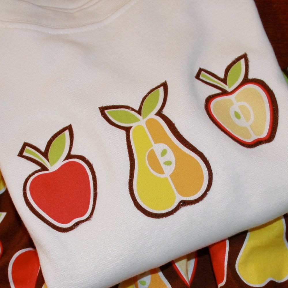 SALE - Apples and Pears Girls Appliqued long sleeved tee - size 4