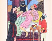 1946 Vintage Arabian Nights Vengeful Woman Biting Finger Print Illustrated by Earle Goodenow
