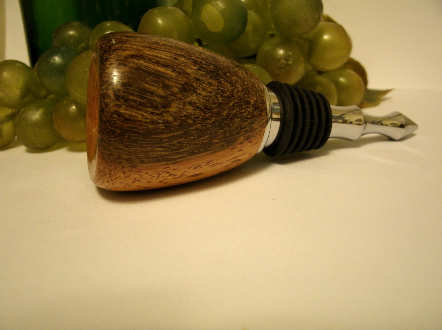 Hand Turned Imbuia Wood Stainless Steel Wine Bottle Stopper
