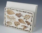 Letter/Napking Holder, brown leaf