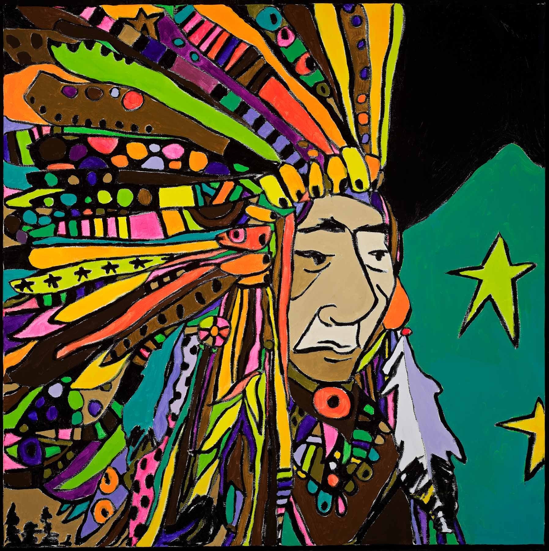 Neon Native  Paper Print by Jennifer Mercede 14X11