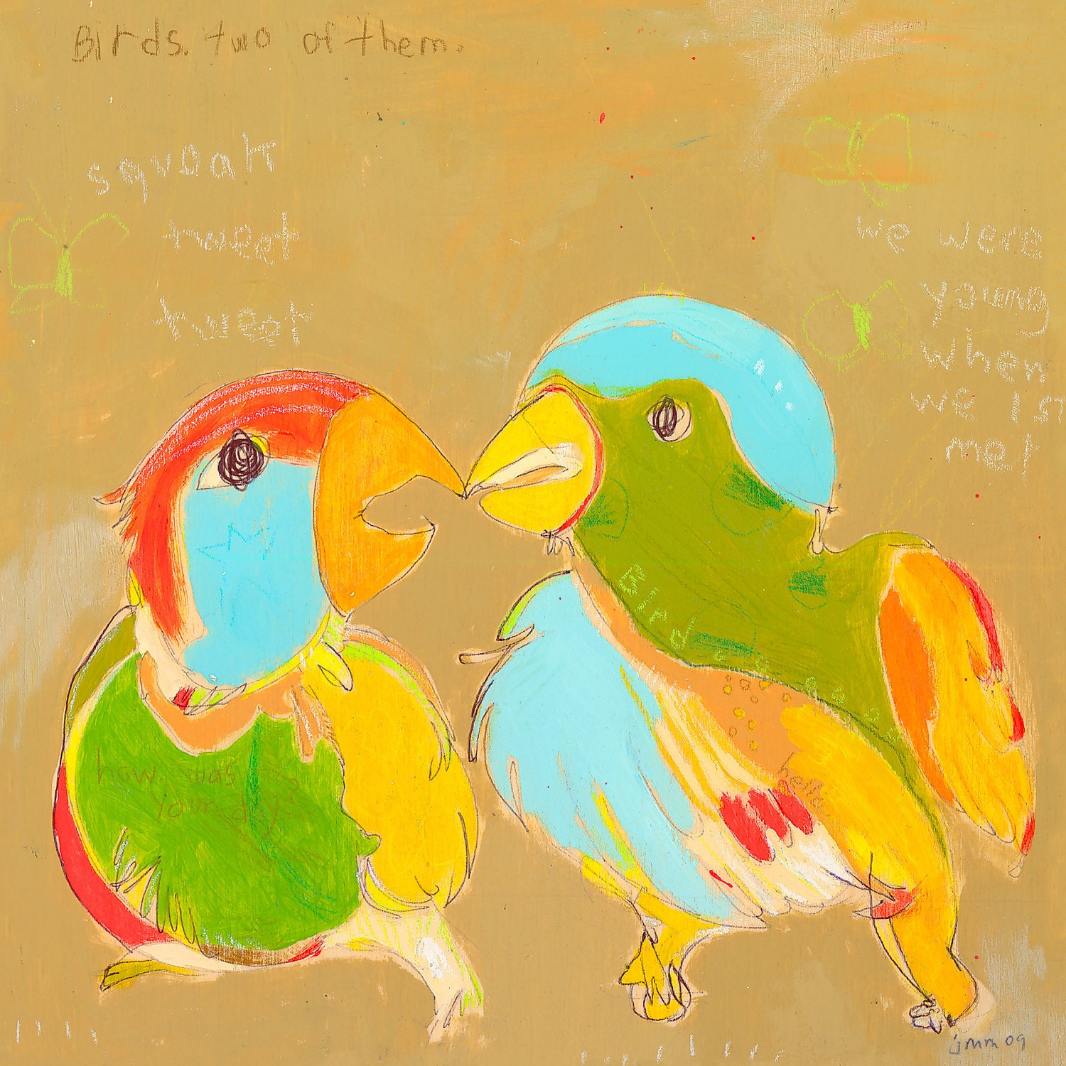 Birds Two Canvas Print by Jennifer Mercede 14X14
