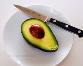 Food Photography, Avocado Photograph, Still Life, Kitchen Decor, Green, Brown, White, Yellow - 8x10 inch Print -Avocado Love - ara133photography