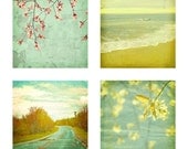 Nature Pictures, Landscape Photographs, Shabby Chic Wall Decor - Print Pack of Four 5x5 inch Photo Prints - "A Beautiful Journey"